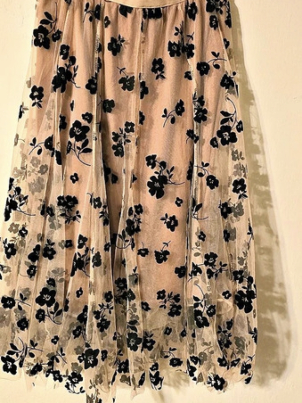 Chicwish Black Floral Mesh Midi Skirt Brown & Black